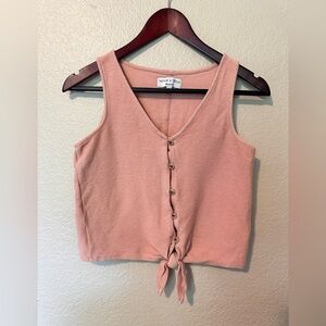 Madewell Women’s Texture & Thread Button-Front Tie Tank Top V-Neck Size Small